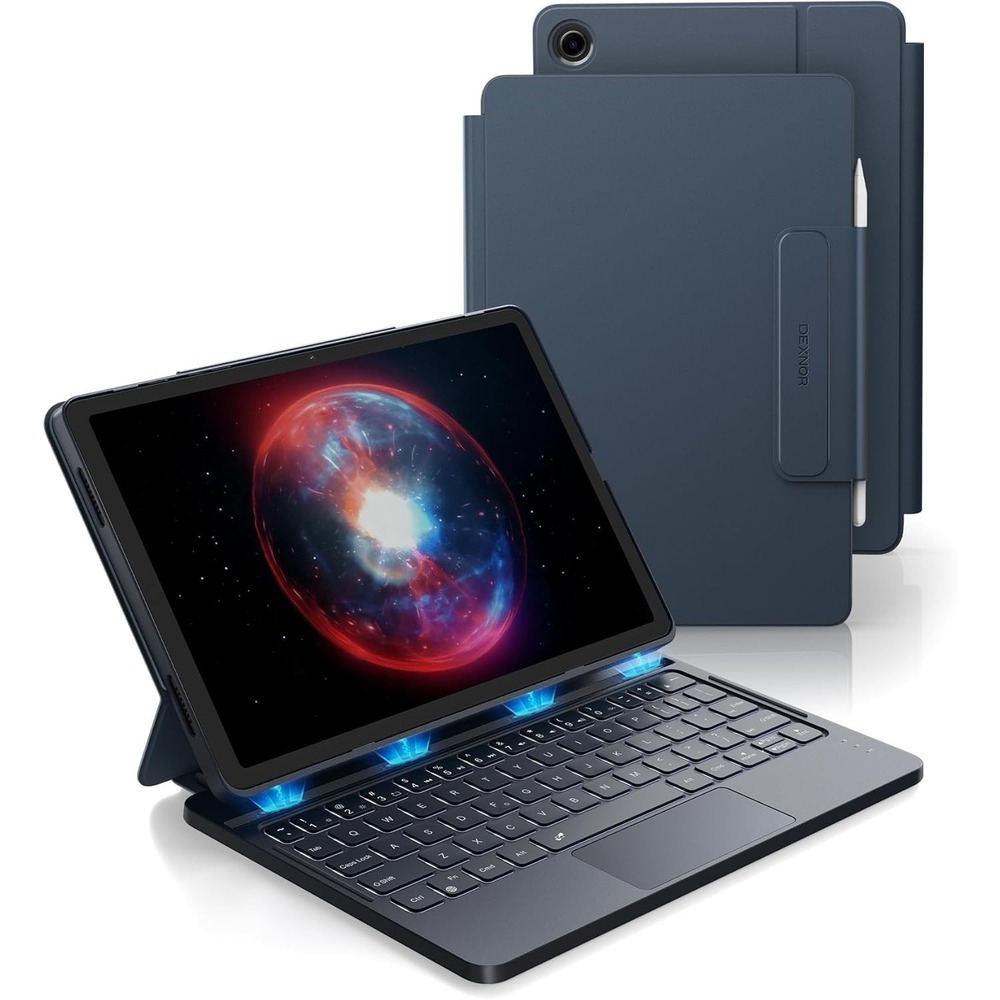 Dexnor Samsung Galaxy Tab A9+ Plus 11 Keyboard Case Backlit Trackpad Blue 2023